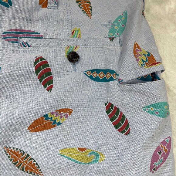 Dockers Chino Shorts Men's Size 44 All Over Surfboard Print Chambray 100% Cotton - Picture 9 of 11